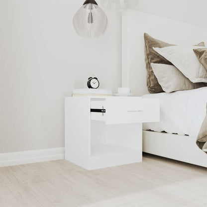 Set of 2 White Nightstands with Drawer – Compact MDF Bedside Cabinets