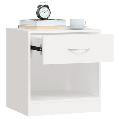 Set of 2 White Nightstands with Drawer – Compact MDF Bedside Cabinets