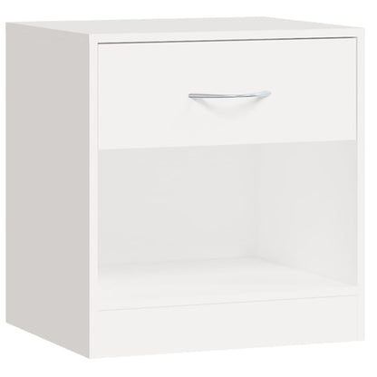 Set of 2 White Nightstands with Drawer – Compact MDF Bedside Cabinets