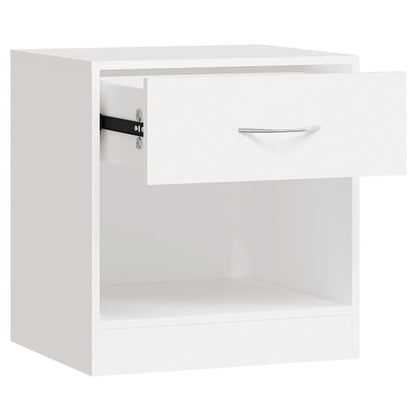 Set of 2 White Nightstands with Drawer – Compact MDF Bedside Cabinets