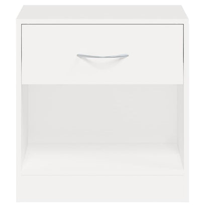 Set of 2 White Nightstands with Drawer – Compact MDF Bedside Cabinets