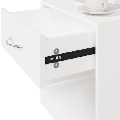 Set of 2 White Nightstands with Drawer – Compact MDF Bedside Cabinets