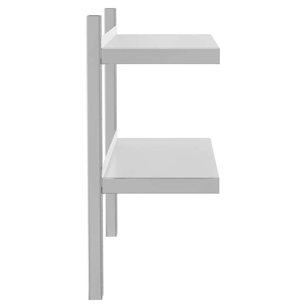 2-Tier Wall Shelf 75x23.5x60 cm Silver Stainless Steel