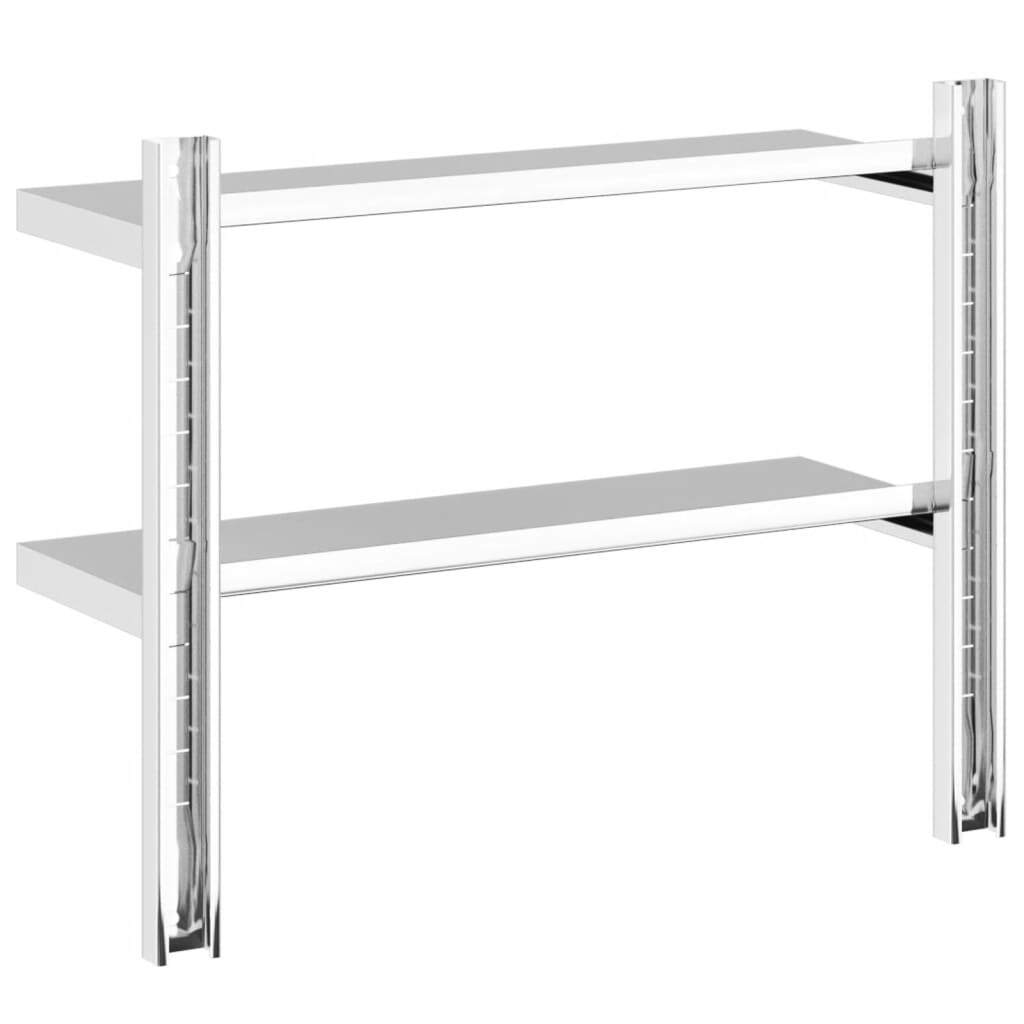 2-Tier Wall Shelf 75x23.5x60 cm Silver Stainless Steel