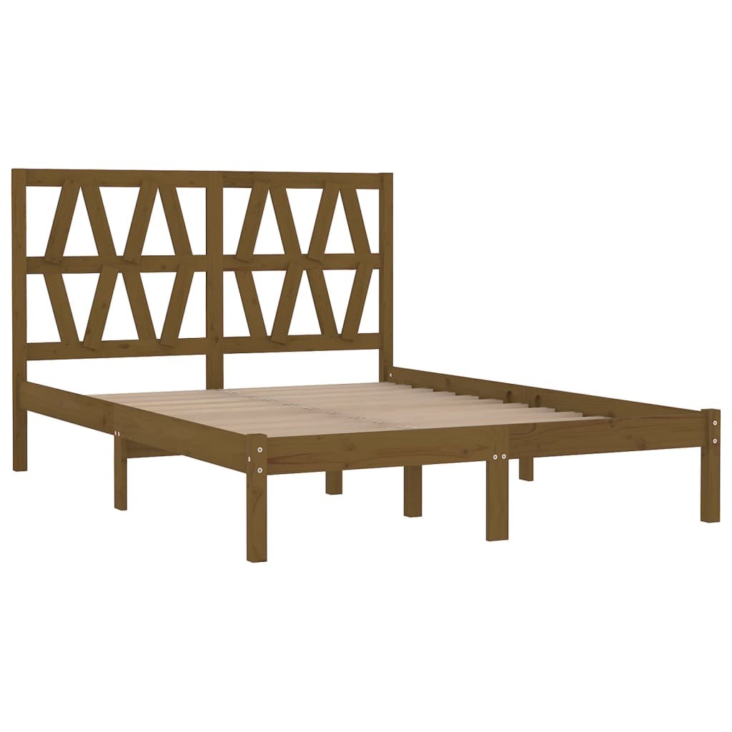 Bed Frame Honey Brown Solid Wood Pine