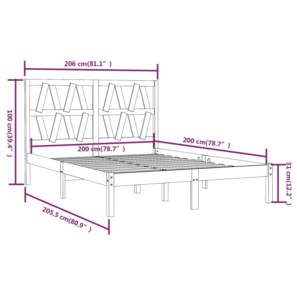 Bed Frame Honey Brown Solid Wood Pine