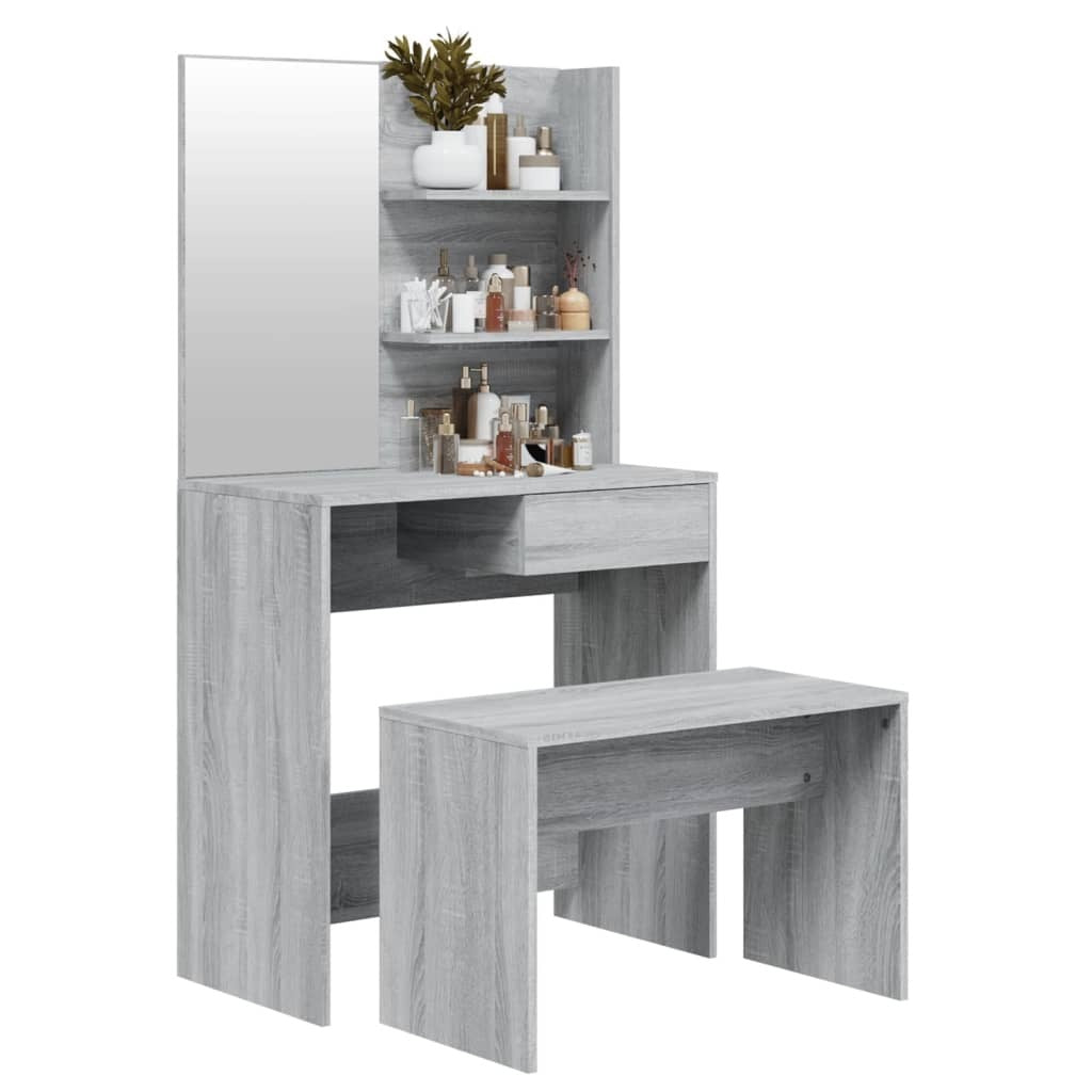 vidaXL Dressing Table Set Grey Sonoma 74.5x40x141 cm