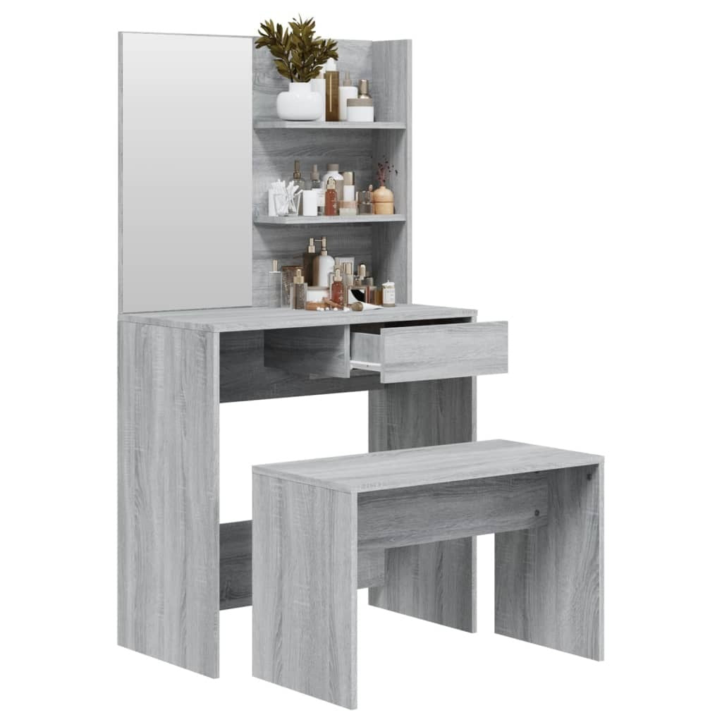 vidaXL Dressing Table Set Grey Sonoma 74.5x40x141 cm