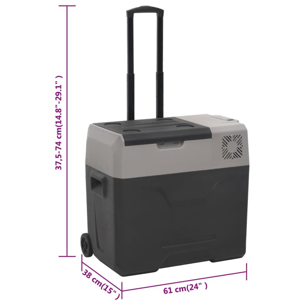 vidaXL Cool Box with Wheel and Handle Black&Grey 30 L Polypropylene