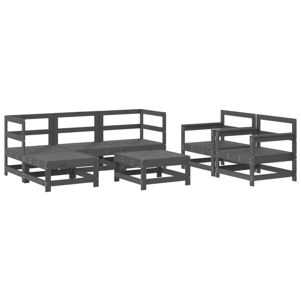 vidaXL 7 Piece Garden Lounge Set Grey Solid Wood Pine