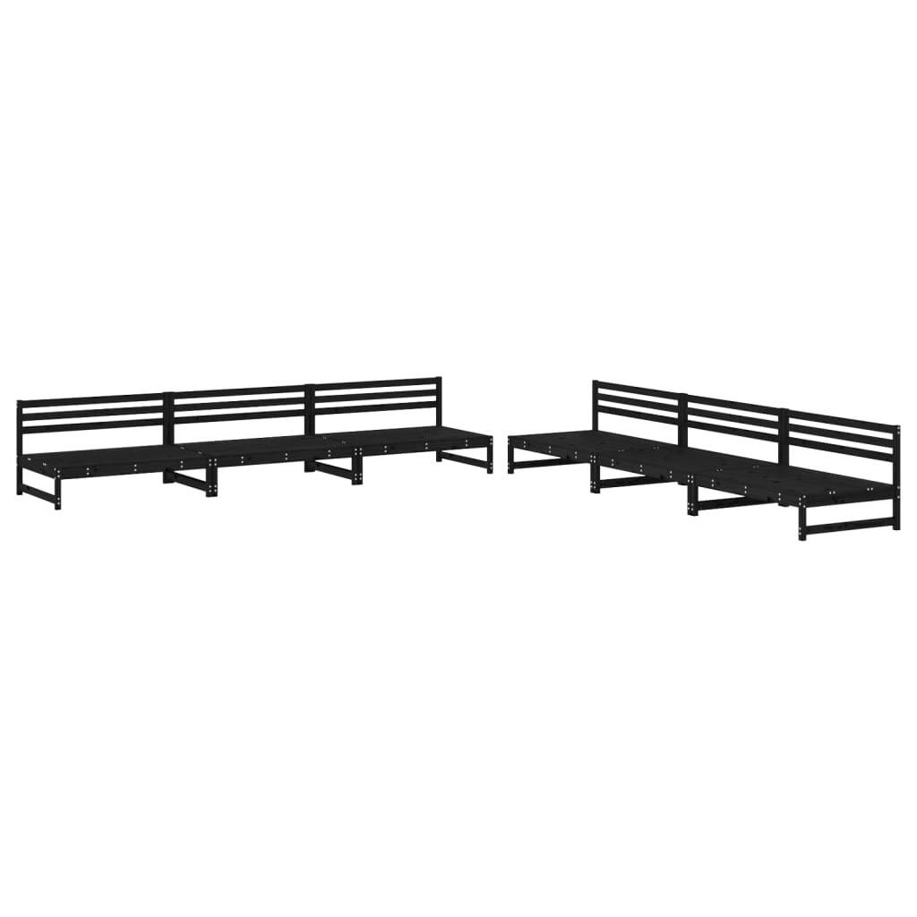 vidaXL 6 Piece Garden Lounge Set Black Solid Wood Pine