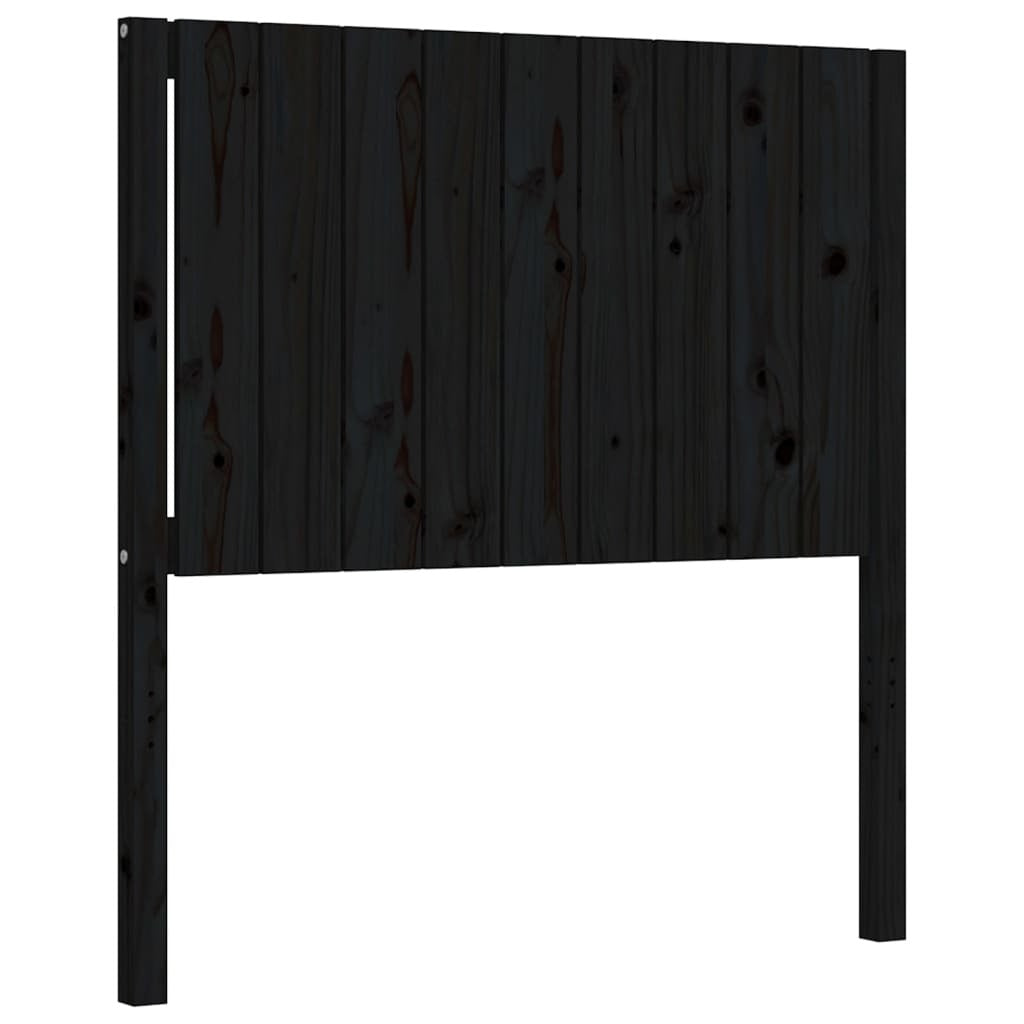 Bed Frame with Headboard Black Single Solid Wood