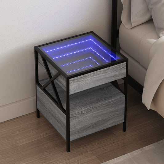 Bedside Table With Infinity Led Grey Sonoma