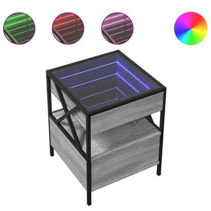 Bedside Table With Infinity Led Grey Sonoma