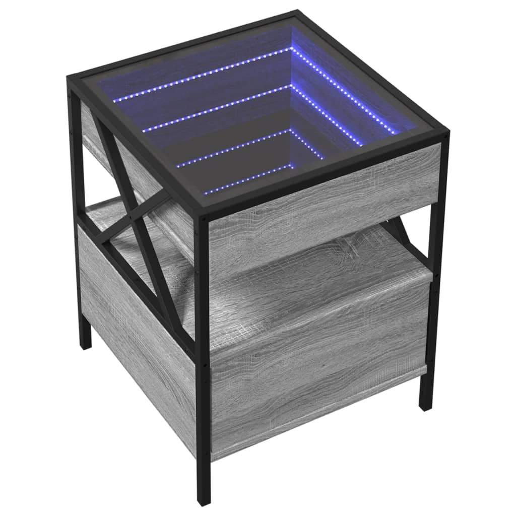Bedside Table With Infinity Led Grey Sonoma