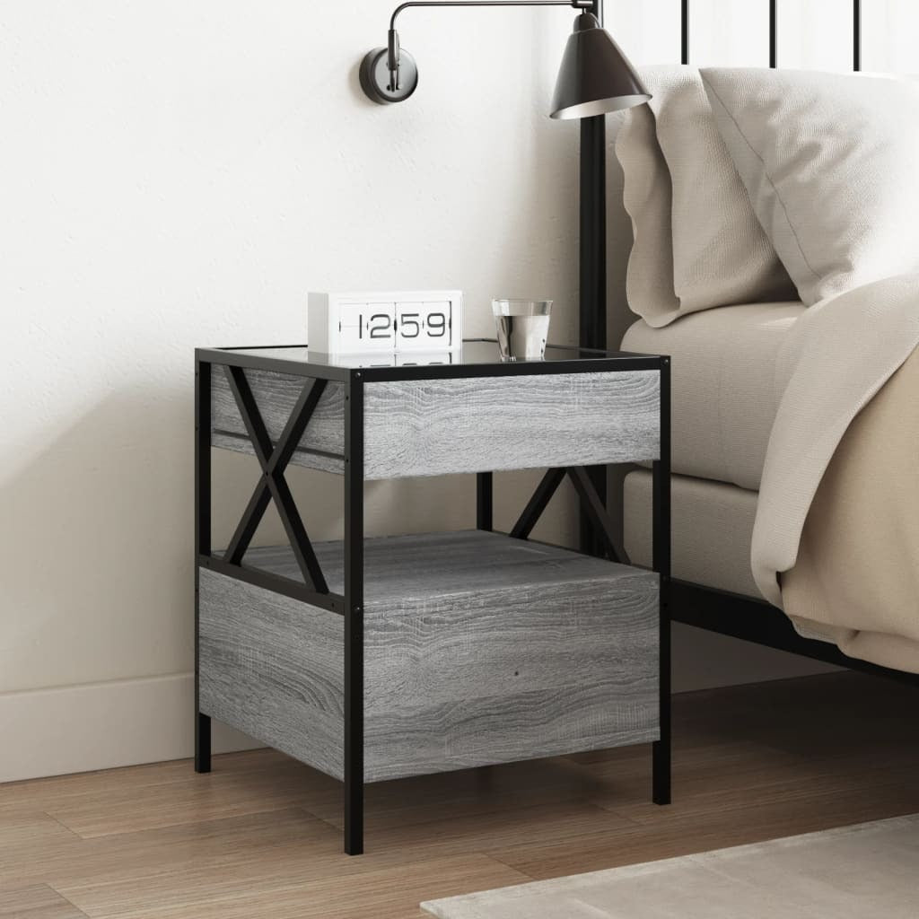 Bedside Table With Infinity Led Grey Sonoma