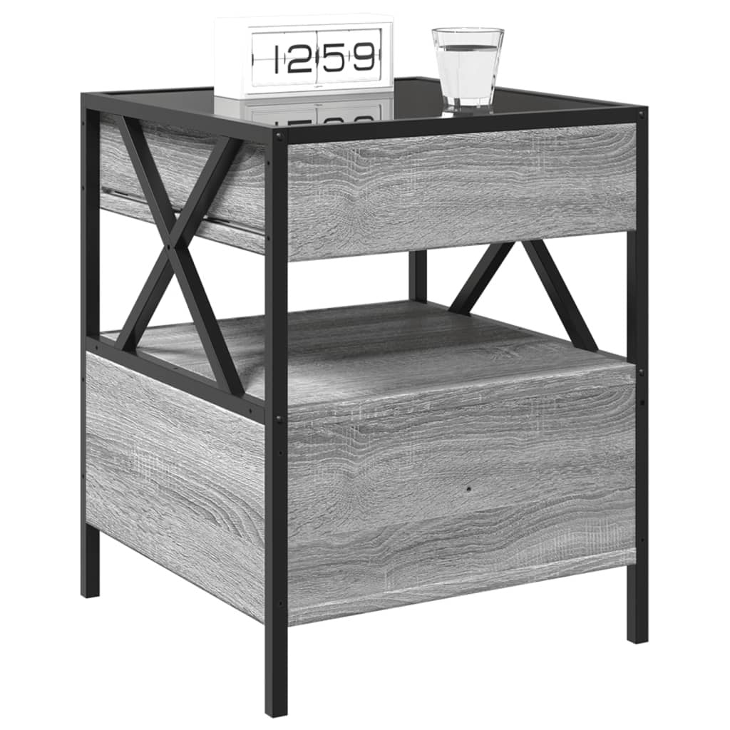 Bedside Table With Infinity Led Grey Sonoma