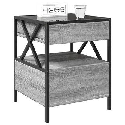 Bedside Table With Infinity Led Grey Sonoma