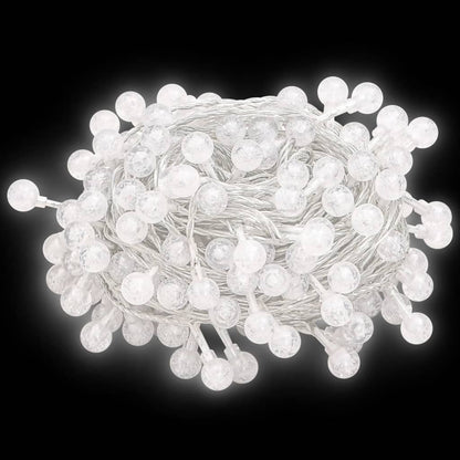 20m Globe Fairy String Lights – 200 Cold White LEDs, 8 Modes, USB Powered, Indoor/Outdoor