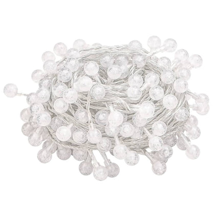 20m Globe Fairy String Lights – 200 Cold White LEDs, 8 Modes, USB Powered, Indoor/Outdoor