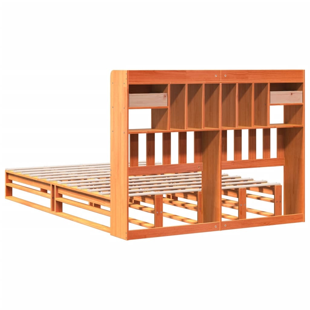 Bookcase Bed without Mattress Wax Brown 140x190 cm Solid Wood Pine