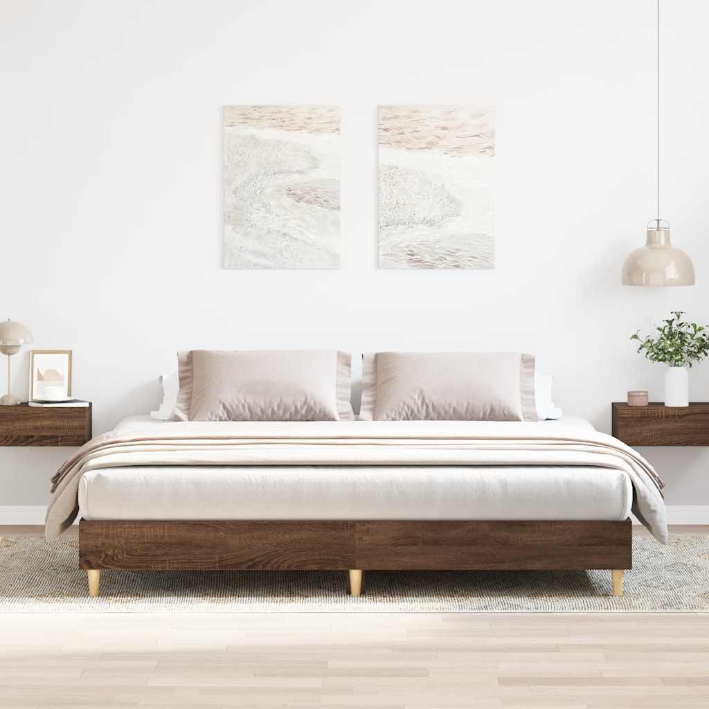 Bed Frame without Mattress Brown Oak 180x200cm Engineered Wood