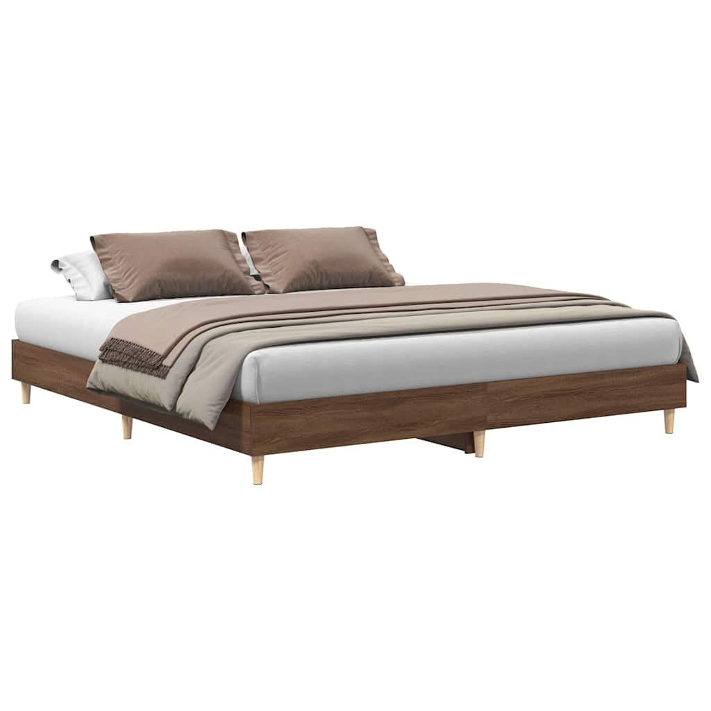 Bed Frame without Mattress Brown Oak 180x200cm Engineered Wood