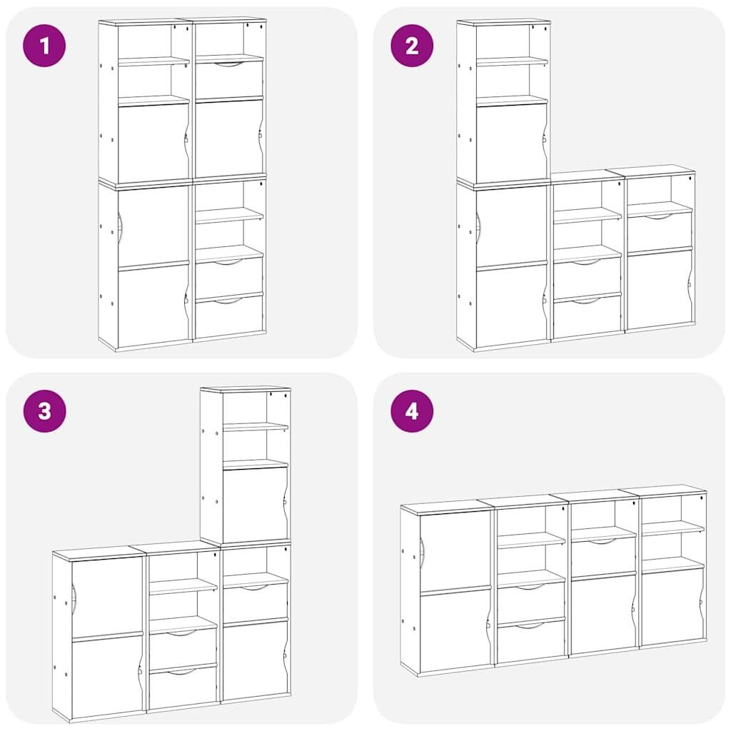 Side Cabinets 4 pcs "ODDA" 40x24x79 cm Solid Wood Pine