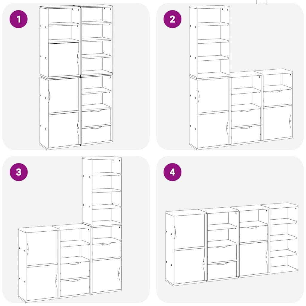 Side Cabinets 4 pcs "ODDA" White 40x24x79 cm Solid Wood Pine