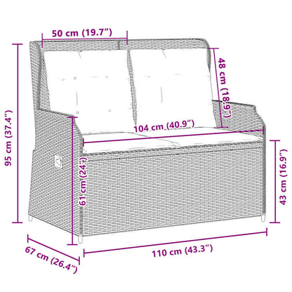 Garden Bench with Cushion Grey Poly rattan