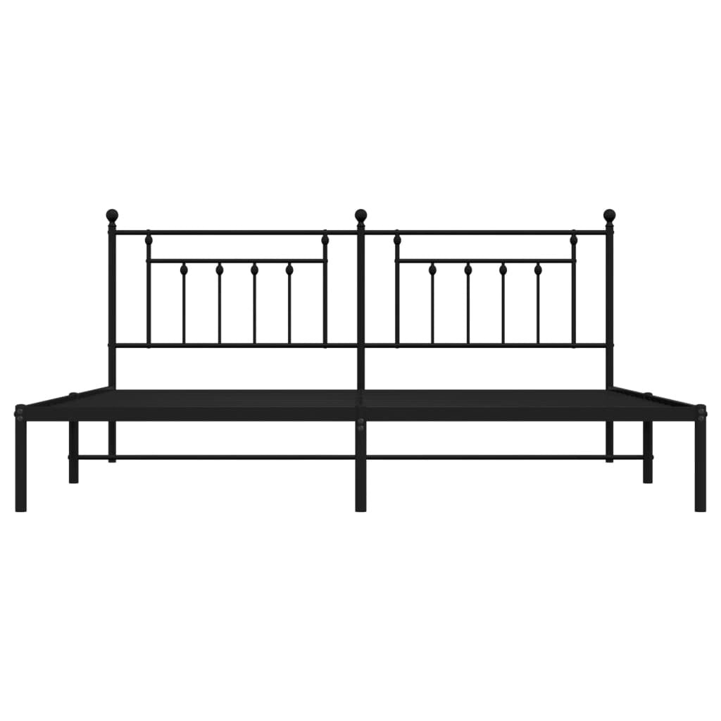 Metal Bed Frame without Mattress with Headboard Black 200x200cm