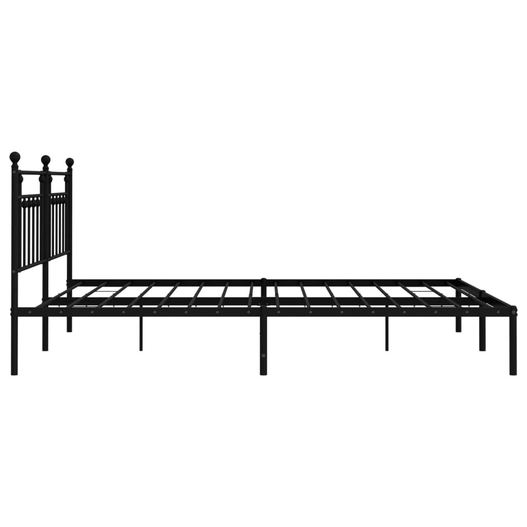 Metal Bed Frame without Mattress with Headboard Black 200x200cm