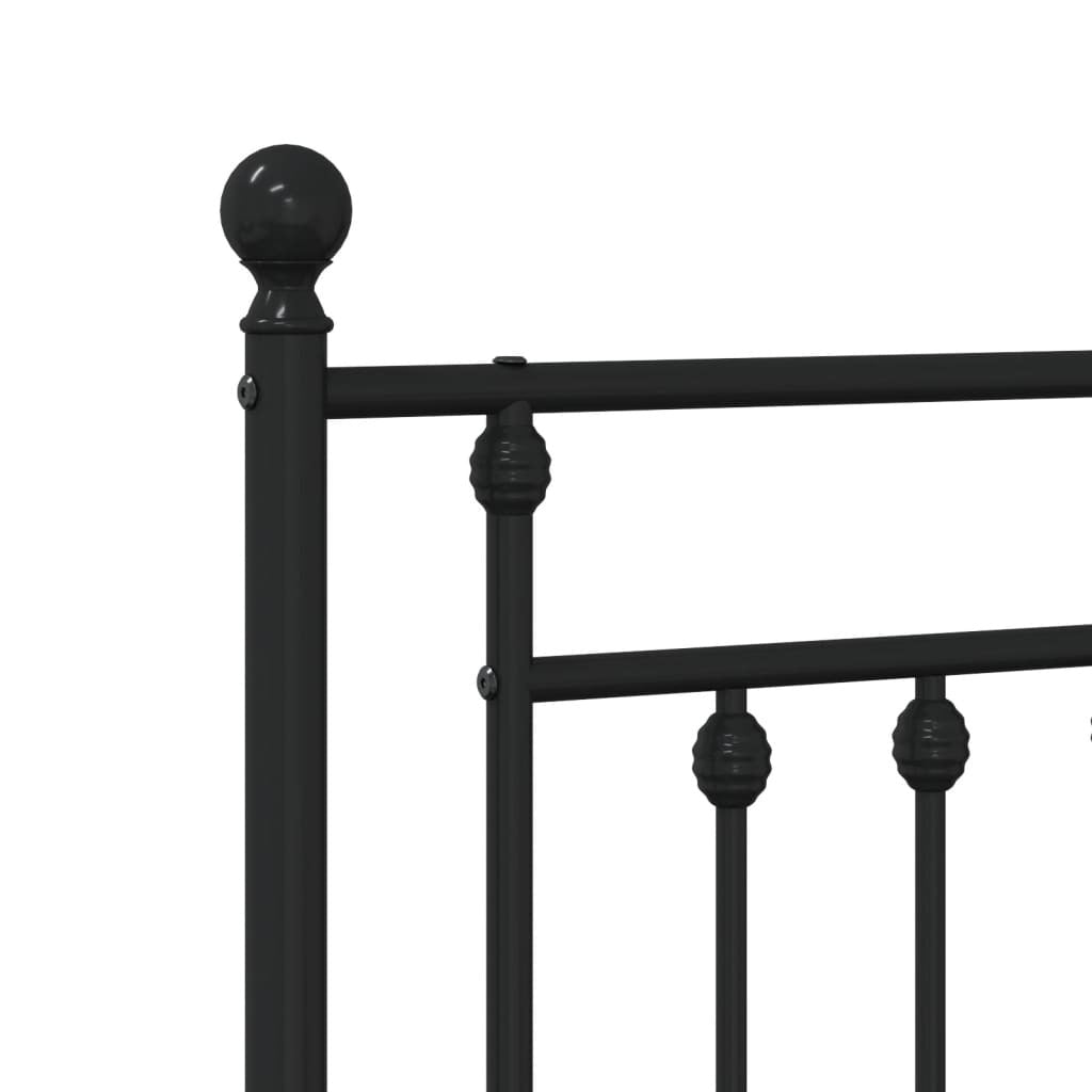 Metal Bed Frame without Mattress with Headboard Black 200x200cm