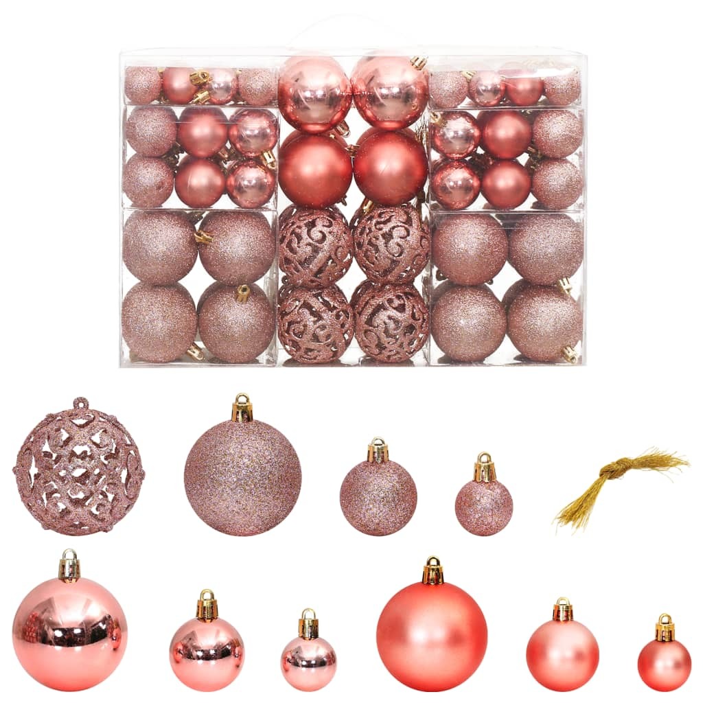 Christmas Baubles 100 pcs Pink and Rose 3 / 4 / 6 cm