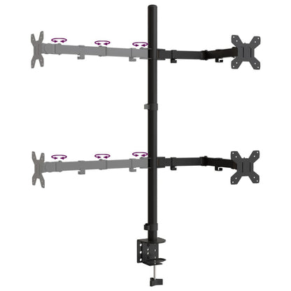 Adjustable Monitor Desk Mount – Steel Arm for 13"-27" Screens, VESA 75/100 mm, Clamp & Grommet