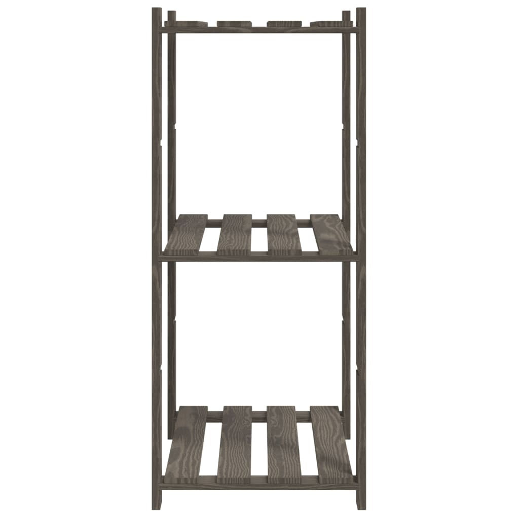 3-Tier Storage Rack Grey 60x38x90 cm Solid Wood Pine