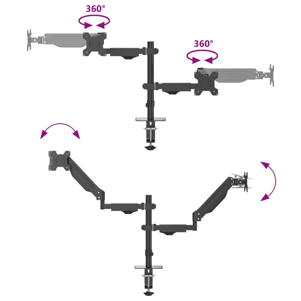 Dual Monitor Arm for Max 27 Inch Screen VESA 75/100 mm 20 kg