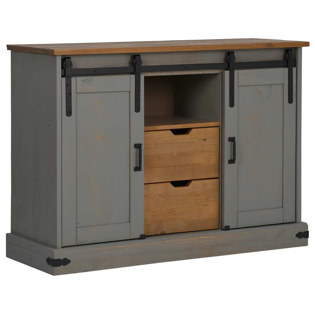 Sideboard HALDEN 2 Sliding Doors Grey 112x40x80 cm Solid Wood