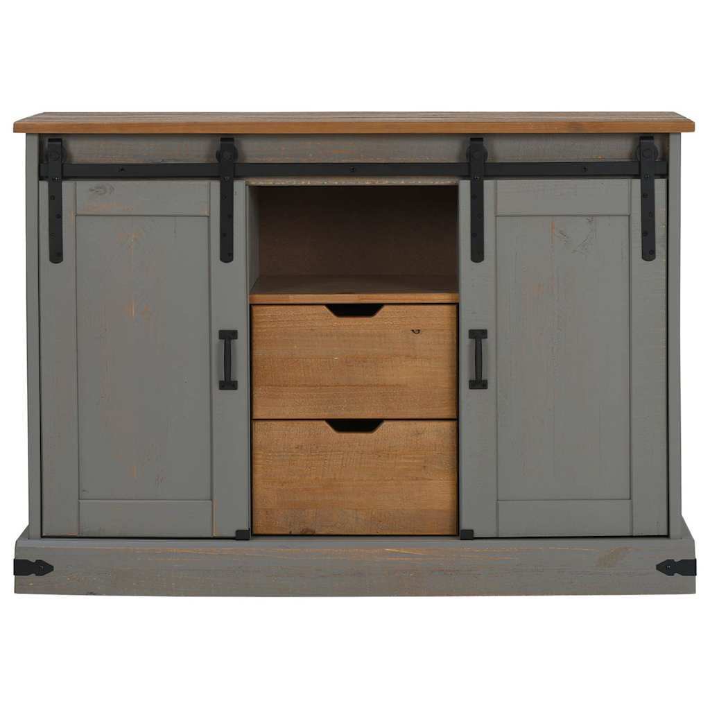 Sideboard HALDEN 2 Sliding Doors Grey 112x40x80 cm Solid Wood