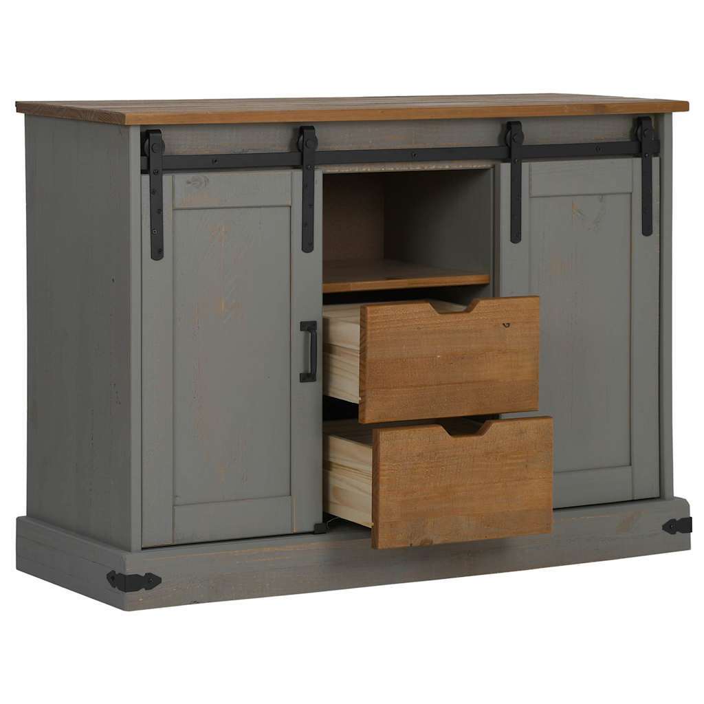 Sideboard HALDEN 2 Sliding Doors Grey 112x40x80 cm Solid Wood