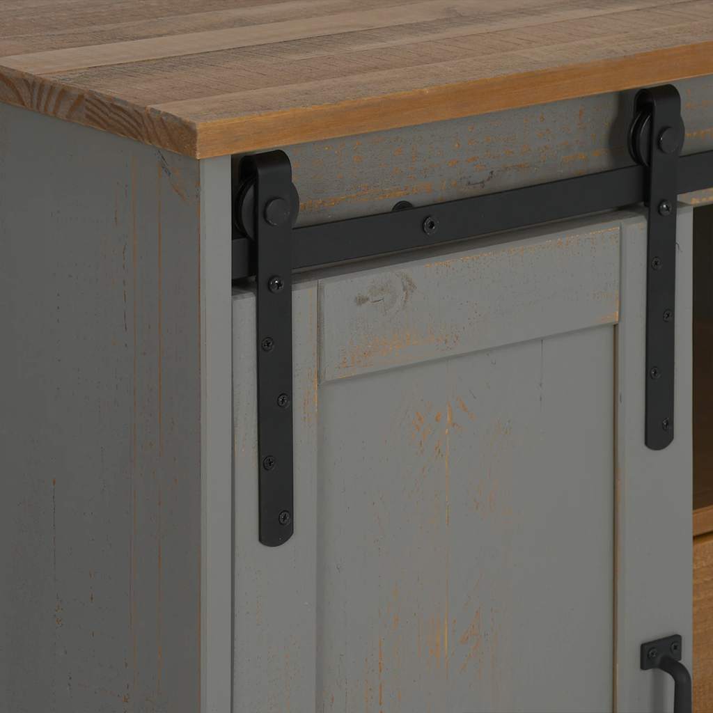 Sideboard HALDEN 2 Sliding Doors Grey 112x40x80 cm Solid Wood