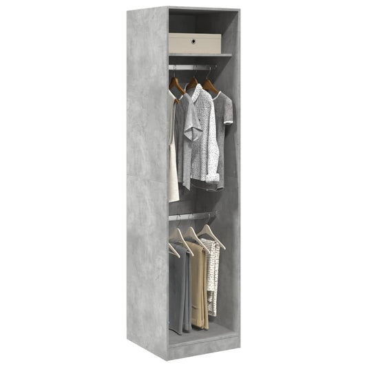 Concrete Grey Wardrobe – 50x50x200 cm | Compact Engineered Wood Closet