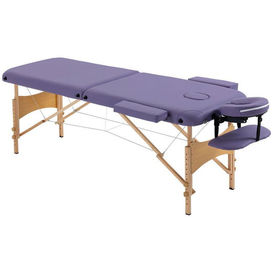 Purple Portable Massage Table – 2-Section Folding Spa & Beauty Bed with Carry Case