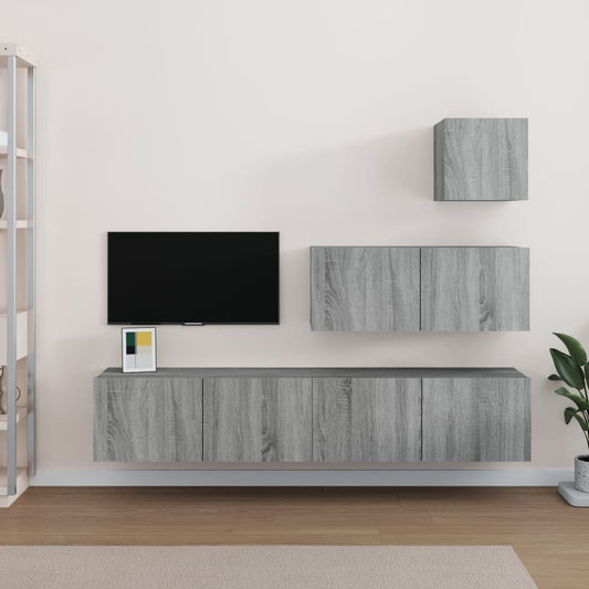 4 Piece TV Cabinet Set Grey Sonoma Engineered Wood