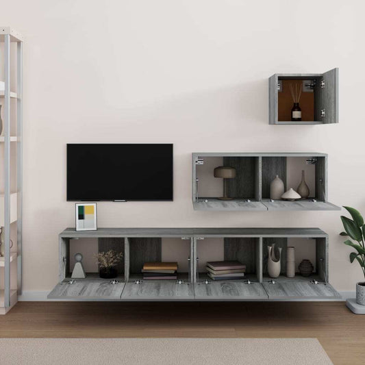 4 Piece TV Cabinet Set Grey Sonoma Engineered Wood
