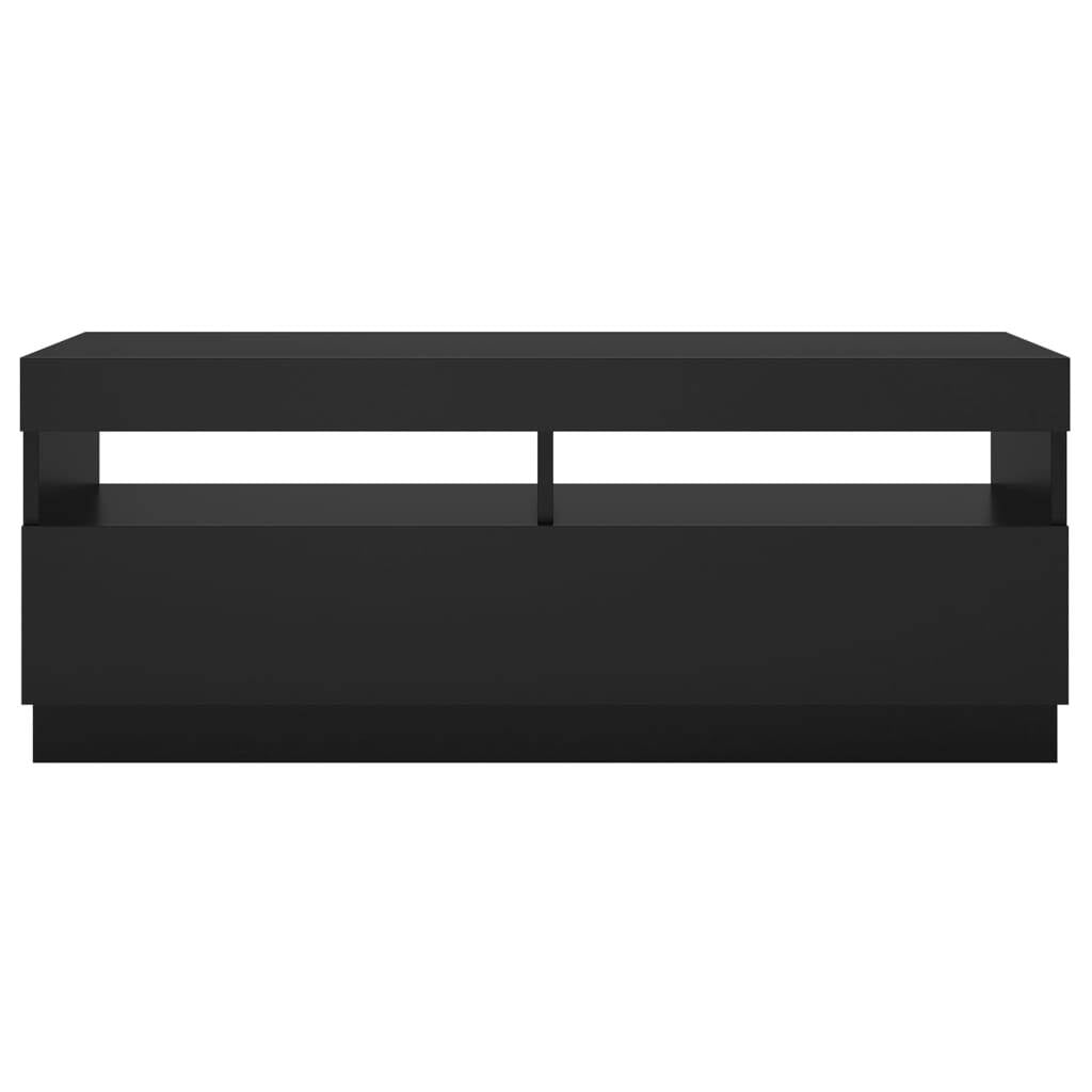 TV Cabinet with LED Lights Black 100x35x40 cm