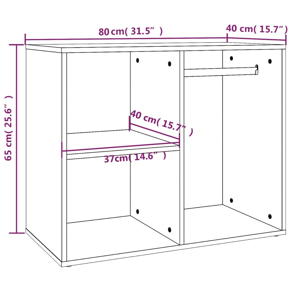 Dressing Cabinet Black 80x40x65 cm Engineered Wood