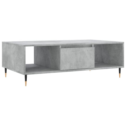 Concrete Grey Coffee Table – 104x60x35 cm | Engineered Wood with Iron Legs