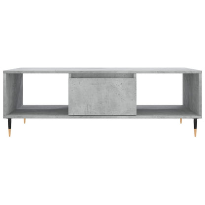 Concrete Grey Coffee Table – 104x60x35 cm | Engineered Wood with Iron Legs