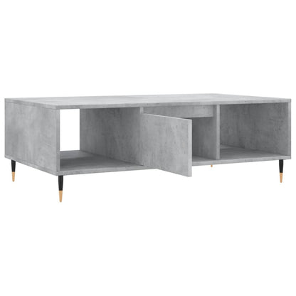 Concrete Grey Coffee Table – 104x60x35 cm | Engineered Wood with Iron Legs